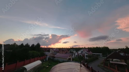 Summer sunset over cottage village. Kazan, Russia