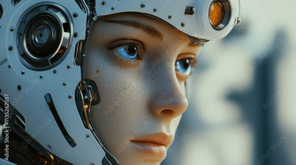 Fototapeta premium Cyberpunk Girl: A Futuristic Portrait