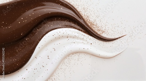 Creamy coffee swirl captured in an abstract design with rich textures and colors