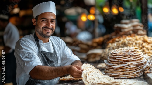 Baker preparing fresh artisanal bread on wooden board in cozy kitchen setting