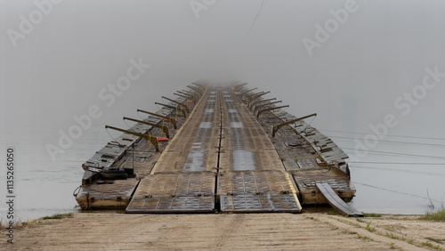 Old military pontoon bridge