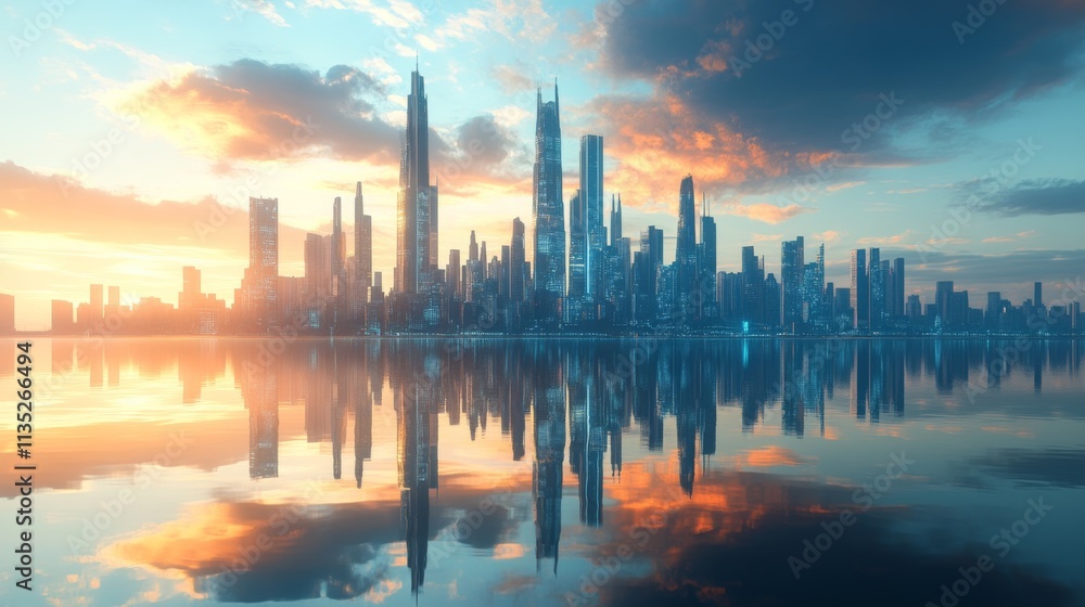 Futuristic Cityscape at Sunset Futuristic Cityscape at Sunset