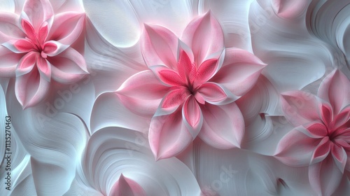 Superbly mastered delicate abstract daintily textured 3D geometric floral abstract design on a delicate background perfect for wallpapers and illustrated patterns in stunning shaded tones and hues.