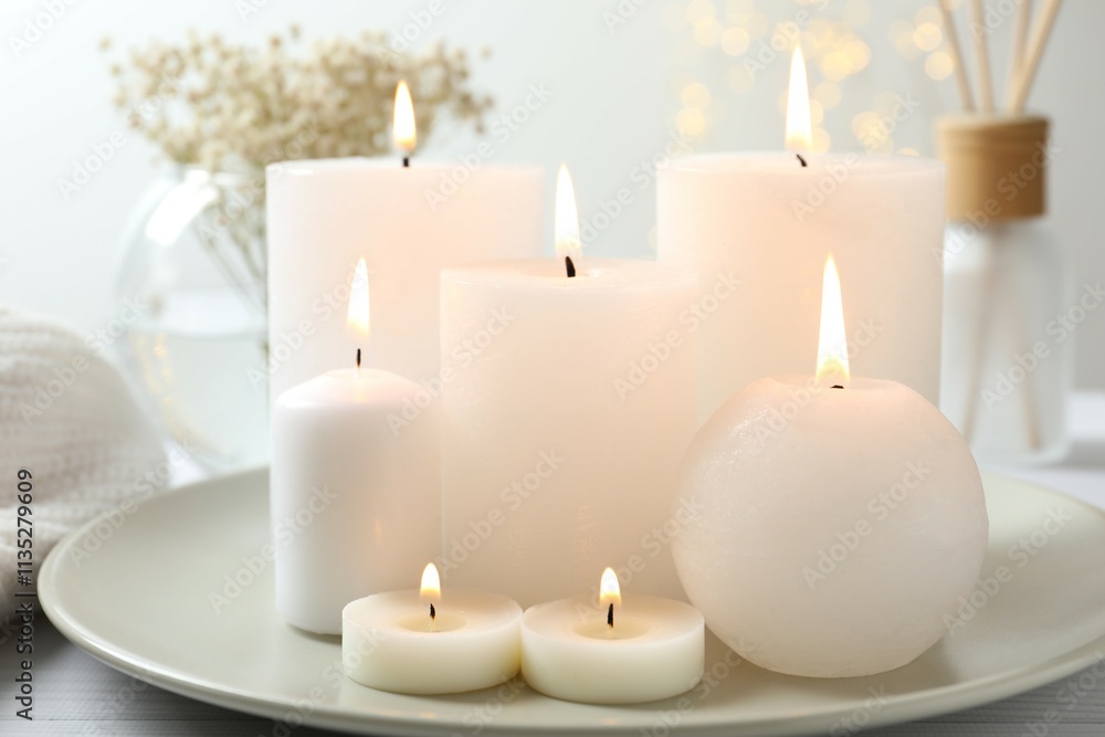 Beautiful composition with candles on the table Beautiful composition with candles on the table
