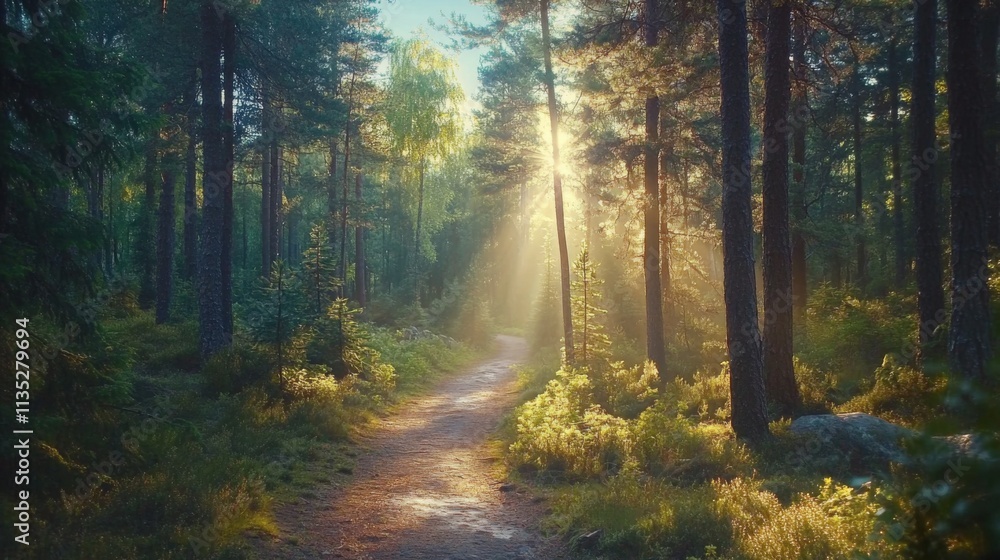 Naklejka premium morning in the forest