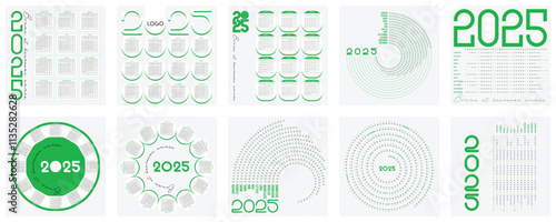 Une Collection Variée de Calendriers 2025 en français - Design Unique et Modifiable couleur vert