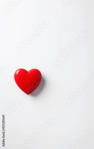 Red heart shape isolated on white background, 