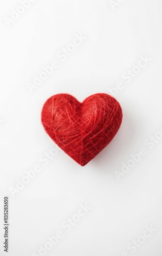 Red heart shape isolated on white background, 