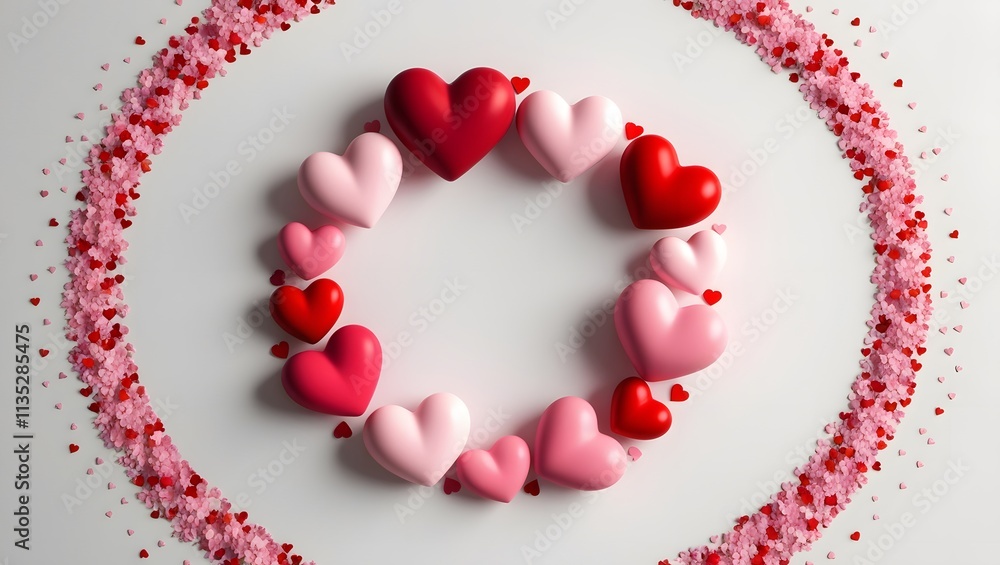 Red and pink hearts frame for Valentine's Day, wedding, engagement, copy space Red and pink hearts frame for Valentine's Day, wedding, engagement, copy space