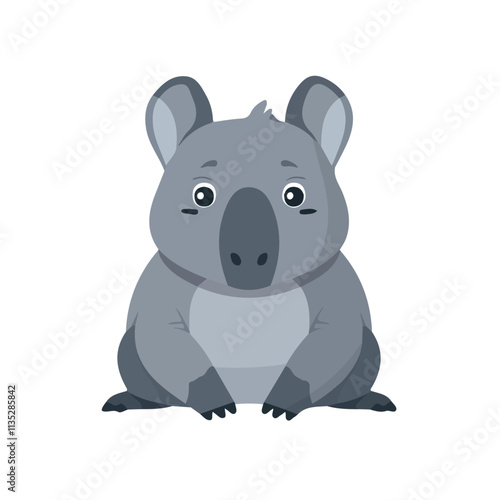 Flat vector wombat, isolated on a white background.