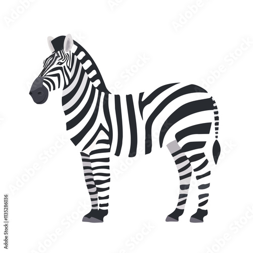 Flat vector zebra, isolated on a white background.