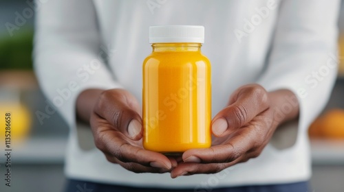 Enjoying a refreshing citrus drink in a bright and cheerful setting
