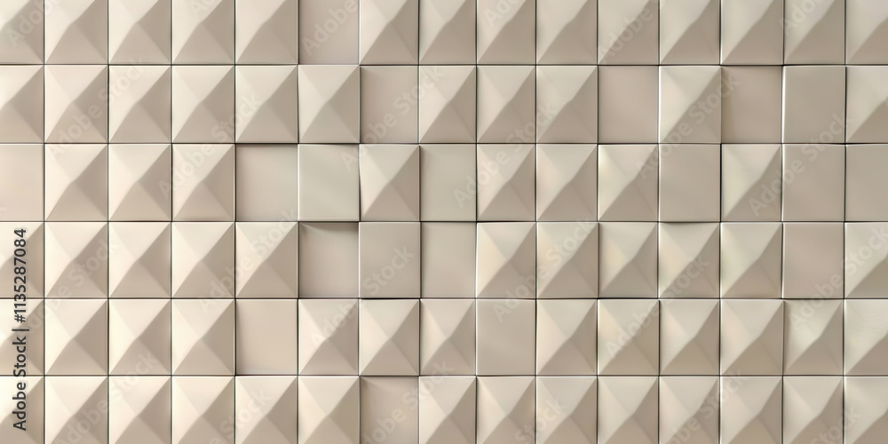 Fototapeta premium Beige Pyramidal Tile Wall with Flat Tile Anomaly