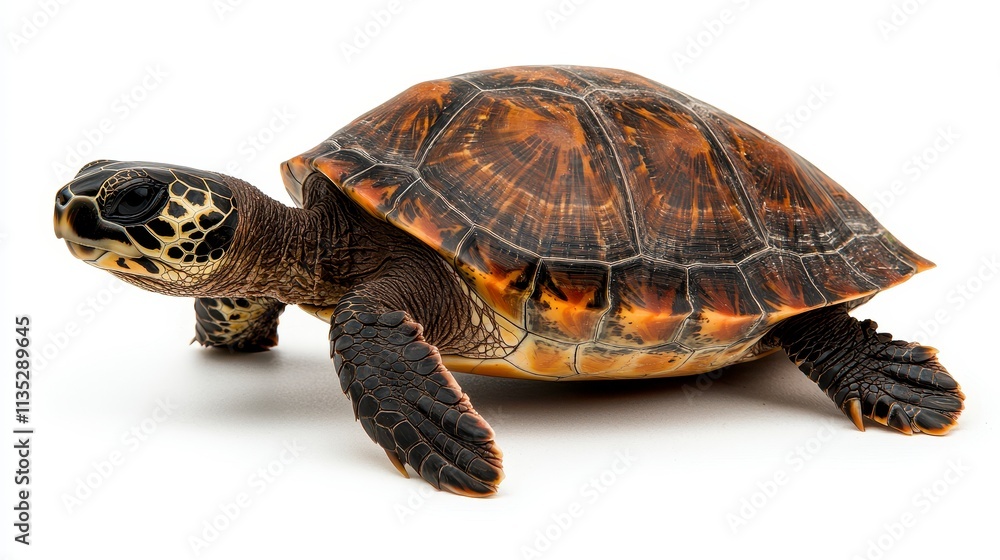 Obraz premium Juvenile Hawksbill Sea Turtle on White Background