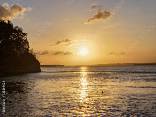 sunset in the lagoa dos guarairas, tibau do sul, rio grande do norte, brazil photo