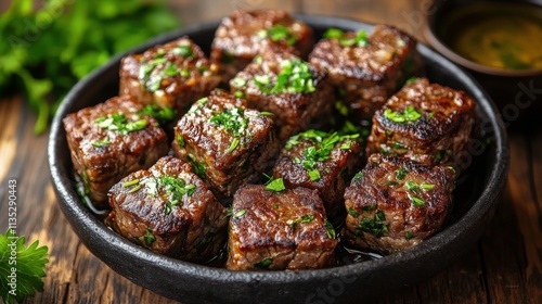 Deliciously crispy stuffed rolls served on a rustic wooden table with fresh h...