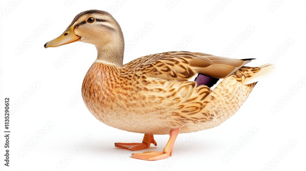Female Mallard Duck Isolated on White Background Female Mallard Duck Isolated on White Background