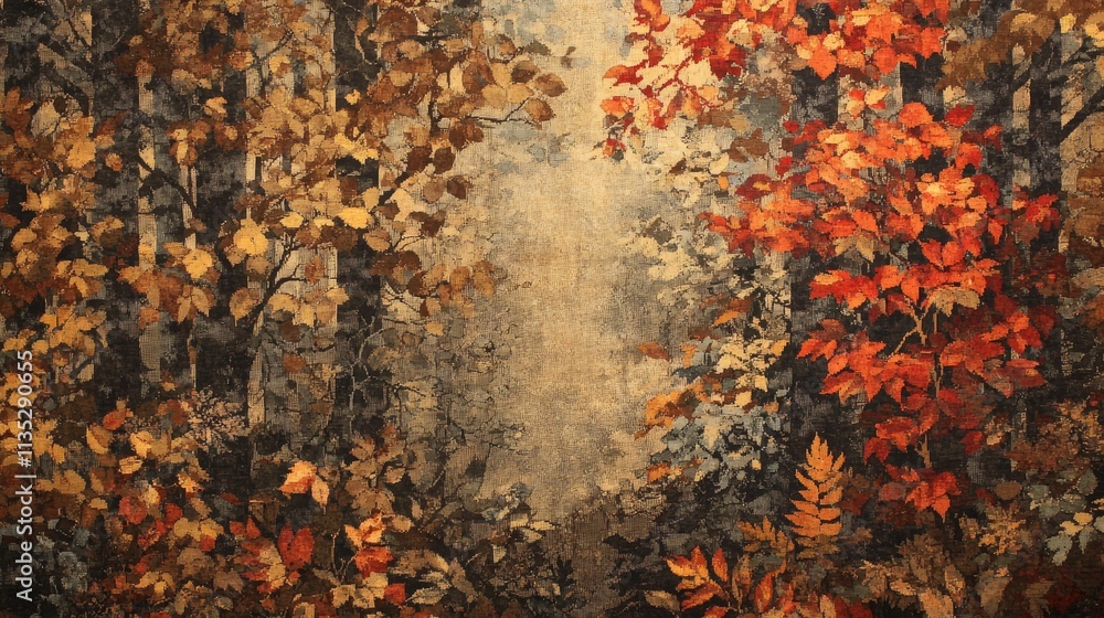 Autumnal foliage scene, textured, earthy tones. Autumnal foliage scene, textured, earthy tones.