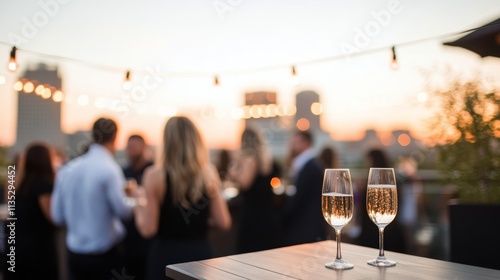 Outdoor evening gathering with string lights and sunset ambiance in a communa...