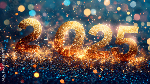 Happy New Year 2025 Banner New Year Firework 2025 Banner Aspect 16:9