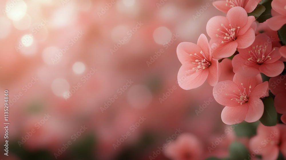 Beautiful blossom with vibrant pink flowers and soft bokeh lighting in spring Beautiful blossom with vibrant pink flowers and soft bokeh lighting in spring