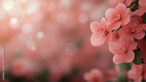 Beautiful blossom with vibrant pink flowers and soft bokeh lighting in spring