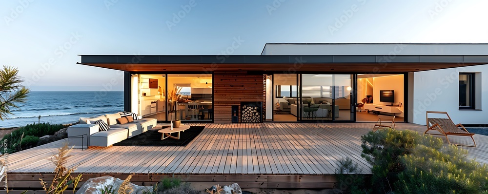 Obraz premium Beach house with modern deck.