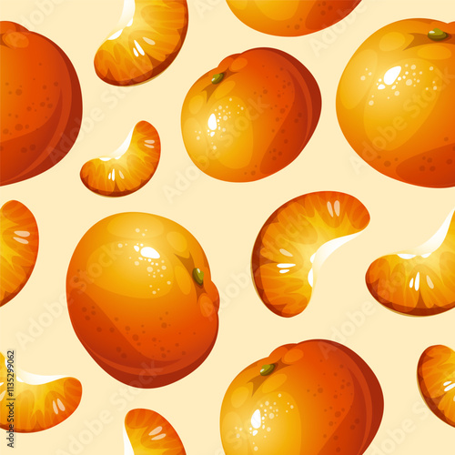 Seamless vector pattern of tangerine