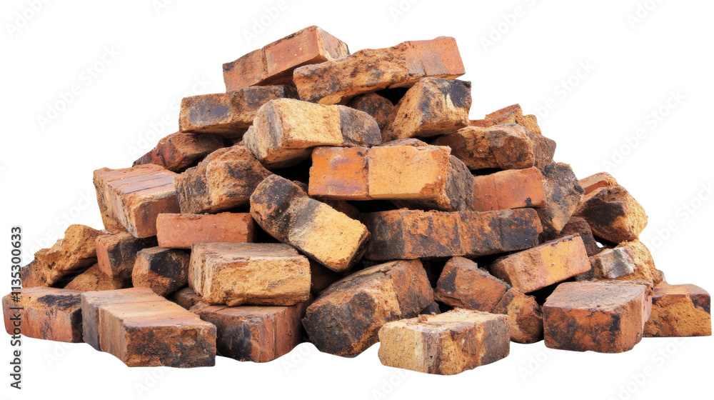 Piles of brick, isolated on transparent background Piles of brick, isolated on transparent background
