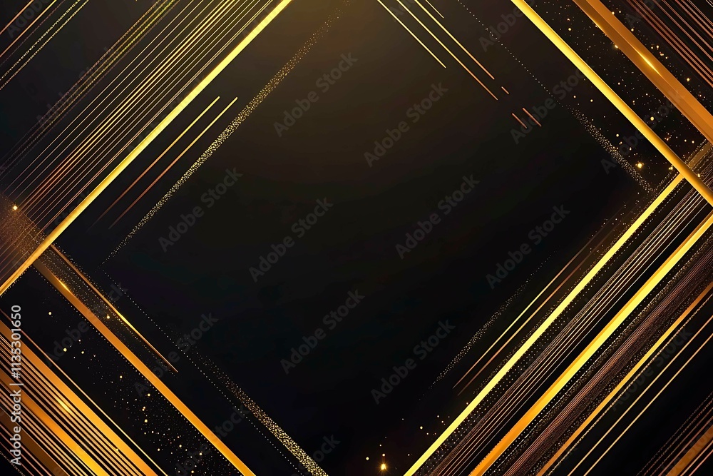 Abstract dark geometric background featuring glowing golden lines and sparkles, creating a modern, futuristic, and elegant design. Abstract dark geometric background featuring glowing golden lines and sparkles, creating a modern, futuristic, and elegant design.