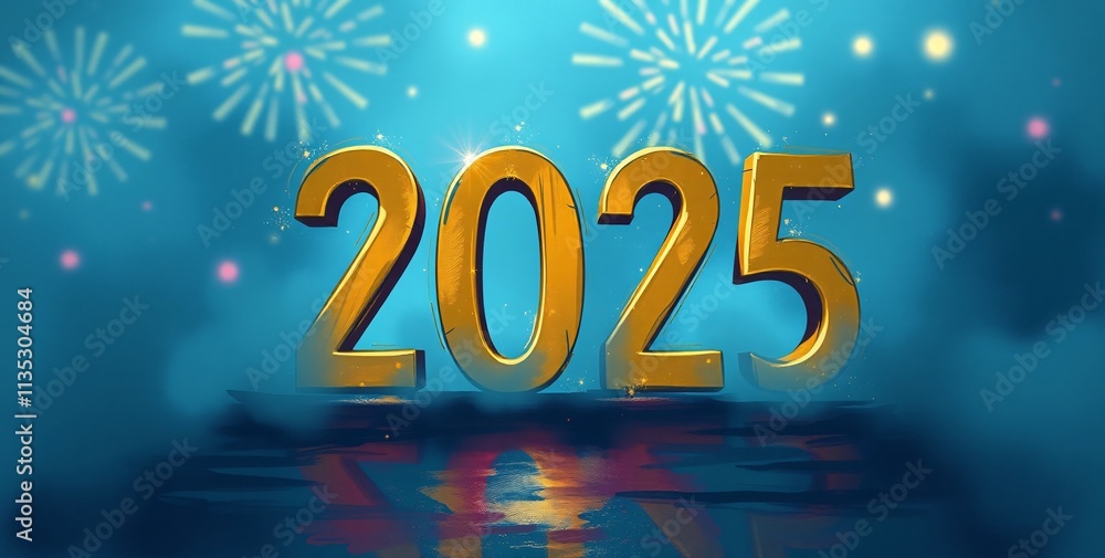 2025 New Year Celebration - Bright Timer Number Blocks And Golden Fireworks At Eve Night With Abstract Defocused Lights. 2025 New Year’s Eve Countdown Fireworks 2025 New Year Celebration - Bright Timer Number Blocks And Golden Fireworks At Eve Night With Abstract Defocused Lights. 2025 New Year’s Eve Countdown Fireworks