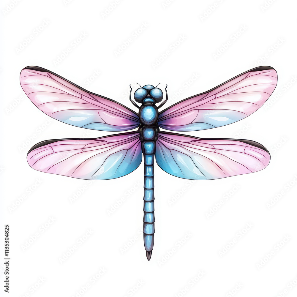 colorful dragonfly with vibrant blue and pink wings, showcasing intricate details and whimsical design colorful dragonfly with vibrant blue and pink wings, showcasing intricate details and whimsical design