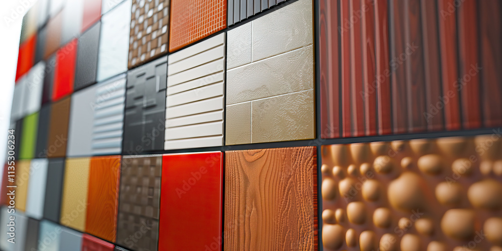 Obraz premium Wall Panel Sample Array: Diverse Textures and Colors