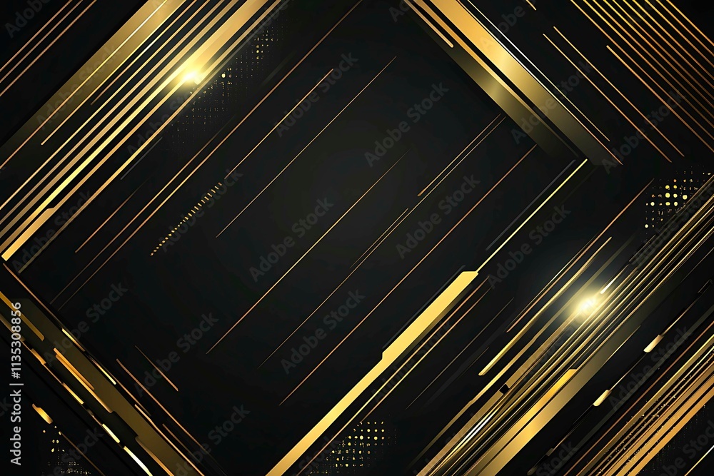 Abstract dark geometric background featuring glowing golden lines and sparkles, creating a modern, futuristic, and elegant design. Abstract dark geometric background featuring glowing golden lines and sparkles, creating a modern, futuristic, and elegant design.