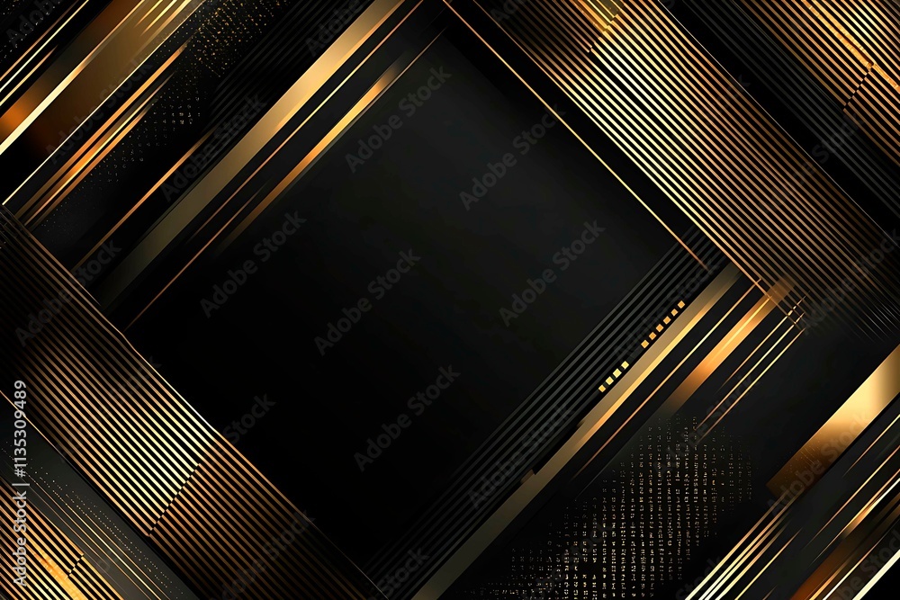 Abstract dark geometric background featuring glowing golden lines and sparkles, creating a modern, futuristic, and elegant design. Abstract dark geometric background featuring glowing golden lines and sparkles, creating a modern, futuristic, and elegant design.