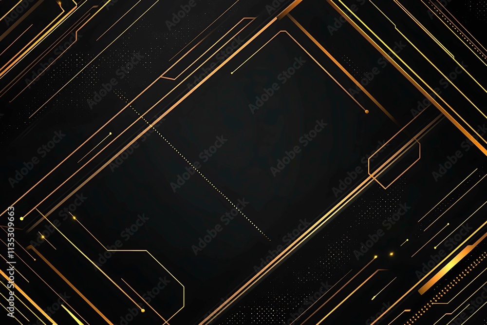 Abstract dark geometric background featuring glowing golden lines and sparkles, creating a modern, futuristic, and elegant design. Abstract dark geometric background featuring glowing golden lines and sparkles, creating a modern, futuristic, and elegant design.