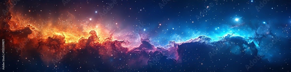 Obraz premium A galaxy backdrop featuring a realistic nebula and luminous stars, creating a blue nebula starry sky, perfect for technology and sci-fi themes.