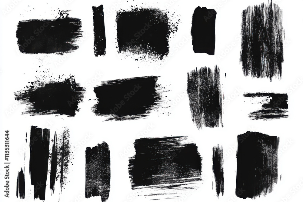 Collection of Brush Strokes ,Vector Grunge Brushes ,Dirty textures of banners, boxes, frames, Painted objects isolated on white background Collection of Brush Strokes ,Vector Grunge Brushes ,Dirty textures of banners, boxes, frames, Painted objects isolated on white background
