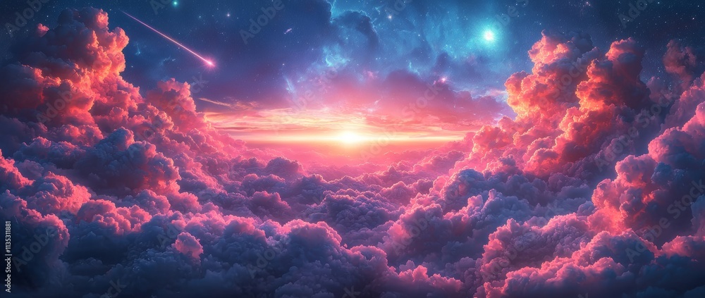 A background featuring abstract starlight and pink-purple clouds with stardust, ideal for presentations and websites. A background featuring abstract starlight and pink-purple clouds with stardust, ideal for presentations and websites.