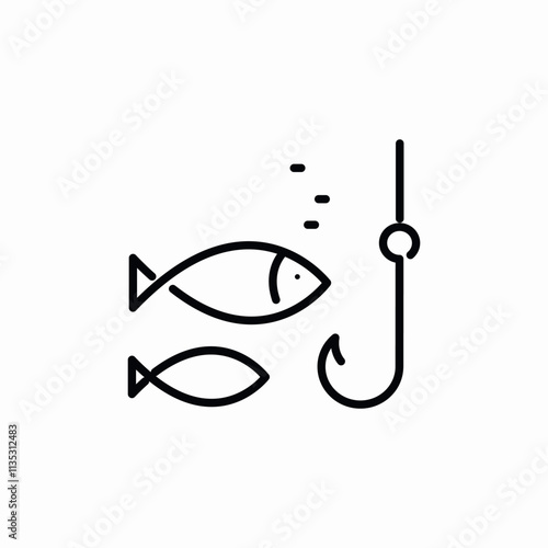 fishing fishes hook icon sign vector