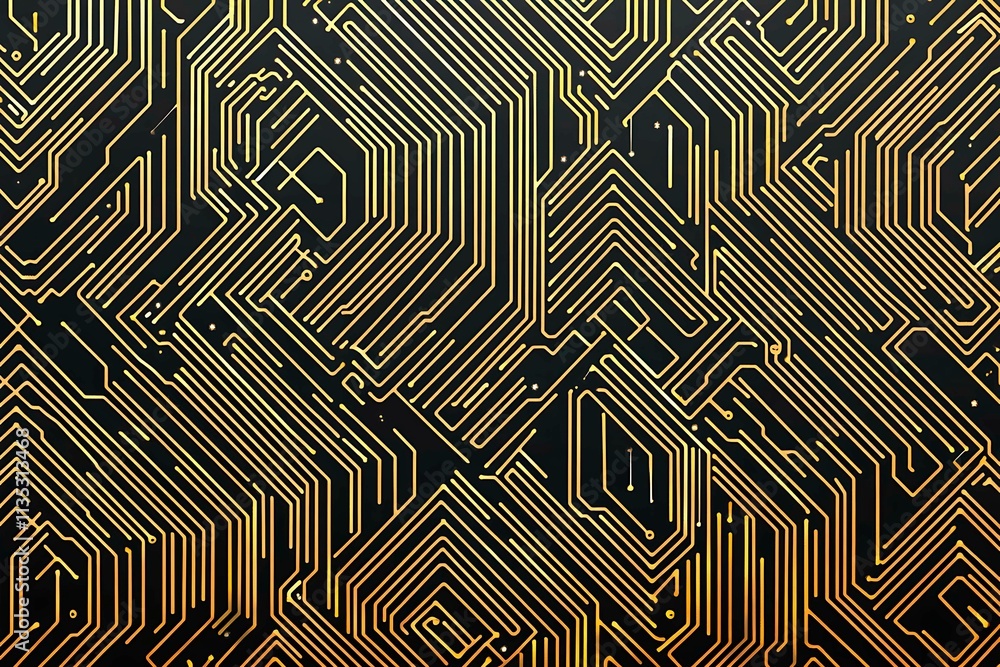 Abstract dark geometric background featuring glowing golden lines and sparkles, creating a modern, futuristic, and elegant design. Abstract dark geometric background featuring glowing golden lines and sparkles, creating a modern, futuristic, and elegant design.