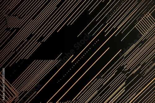 Wallpaper Mural Abstract dark geometric background featuring glowing golden lines and sparkles, creating a modern, futuristic, and elegant design. Torontodigital.ca