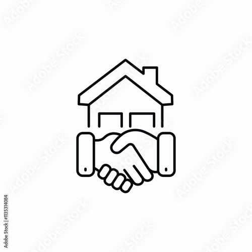 real estate but deal handshake icon sign vector