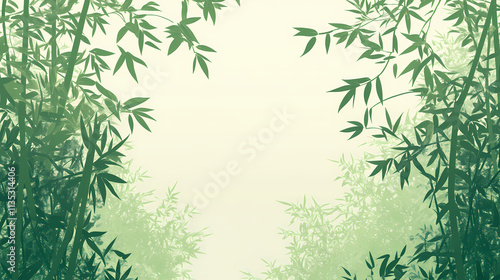 Overgrown bamboo thicket in a forest clearing, clearing, undergrowth, overgrowth. Overgrowth. Illustration