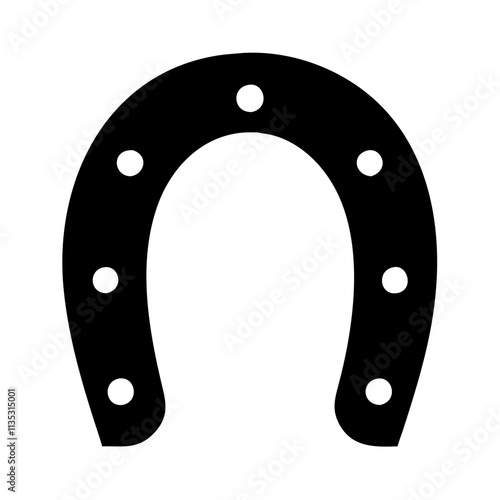 "Minimalist Black Horseshoe Illustration with Holes for Nails – Vector Design on White Background"

