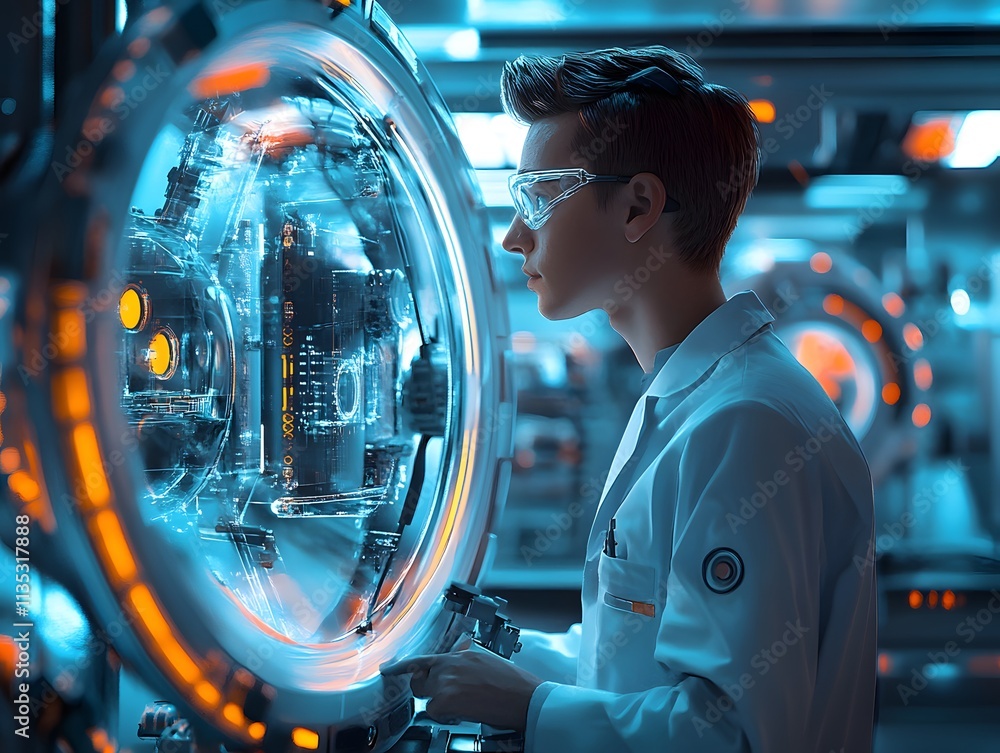Portrait of a young scientist in a high-tech laboratory Portrait of a young scientist in a high-tech laboratory