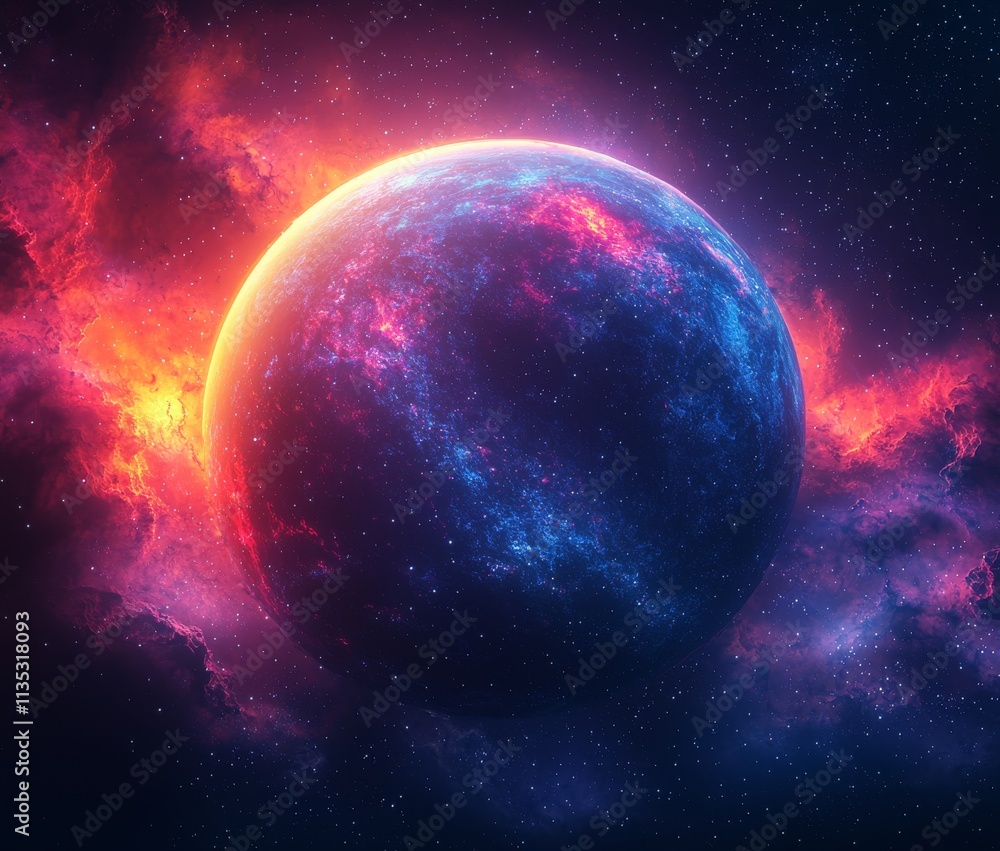Obraz premium A cosmic vista featuring planets, stars, and galaxies in the vastness of space, highlighting the splendor of space exploration.
