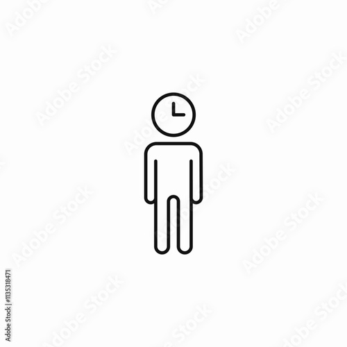 employee work time head icon sign vector