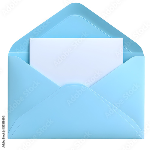 Open Blue Envelope with Blank White Letter Inside photo