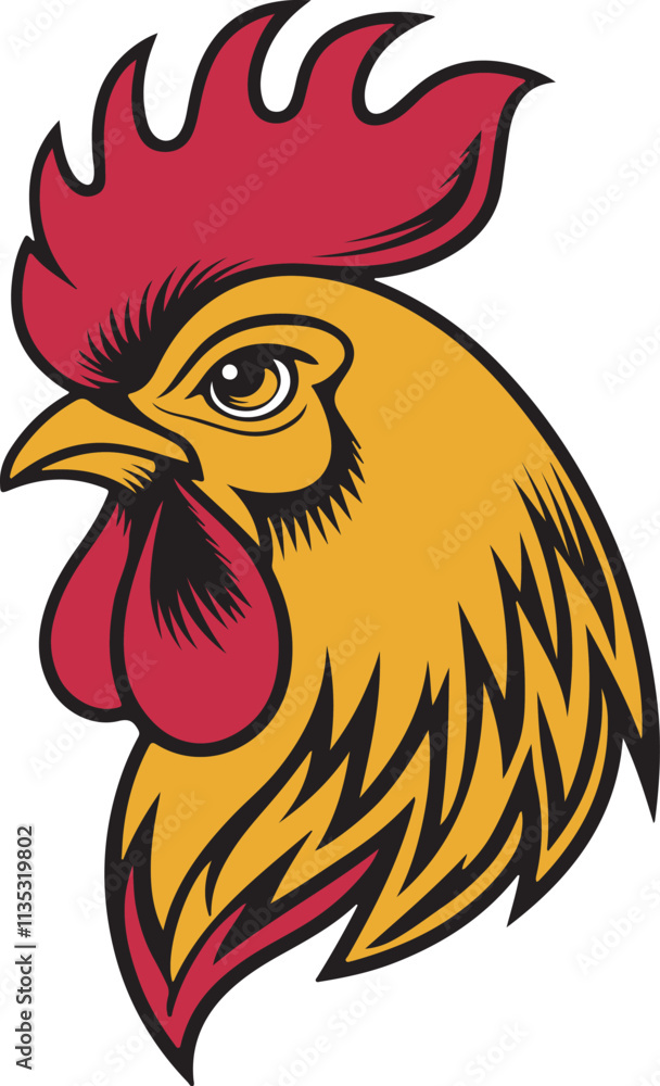 Fototapeta premium A retro rainbow rooster vector illustration.